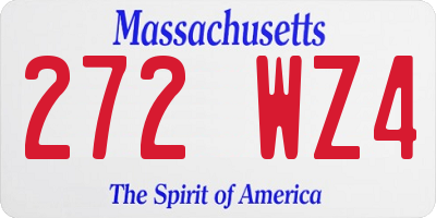 MA license plate 272WZ4