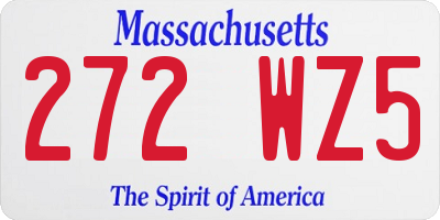 MA license plate 272WZ5