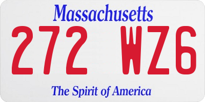 MA license plate 272WZ6