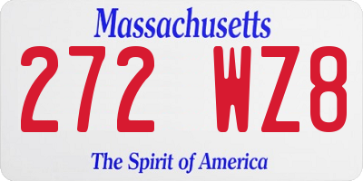 MA license plate 272WZ8