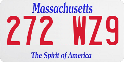 MA license plate 272WZ9