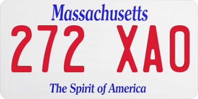 MA license plate 272XA0