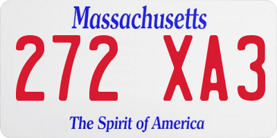 MA license plate 272XA3
