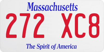 MA license plate 272XC8