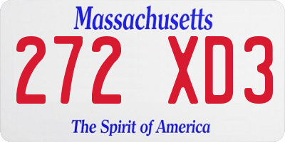 MA license plate 272XD3