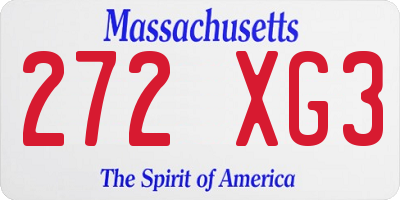 MA license plate 272XG3