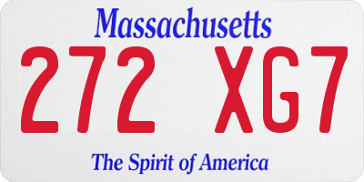 MA license plate 272XG7