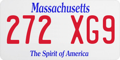 MA license plate 272XG9