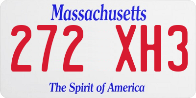 MA license plate 272XH3