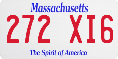MA license plate 272XI6
