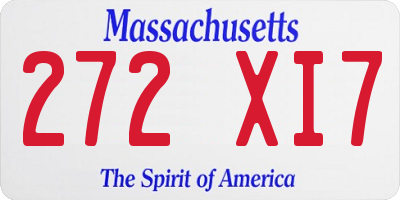 MA license plate 272XI7