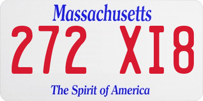 MA license plate 272XI8