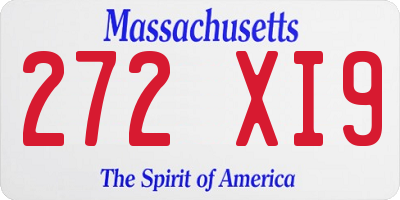 MA license plate 272XI9