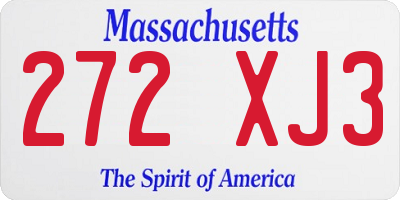 MA license plate 272XJ3