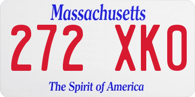 MA license plate 272XK0