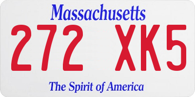 MA license plate 272XK5