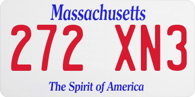 MA license plate 272XN3
