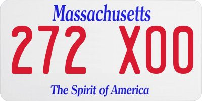 MA license plate 272XO0