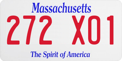 MA license plate 272XO1