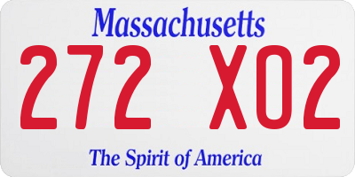 MA license plate 272XO2