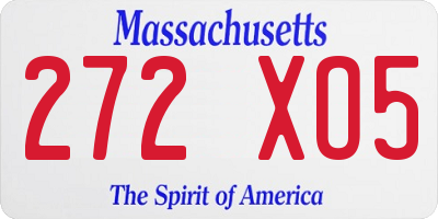 MA license plate 272XO5