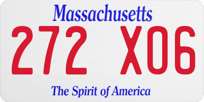 MA license plate 272XO6