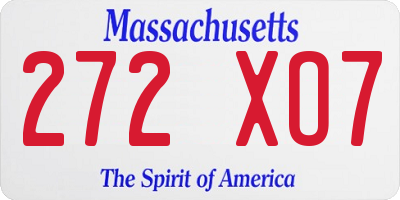 MA license plate 272XO7
