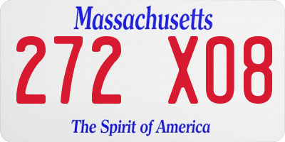MA license plate 272XO8