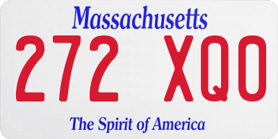 MA license plate 272XQ0