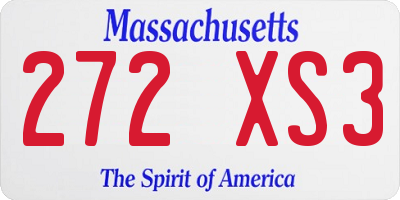 MA license plate 272XS3