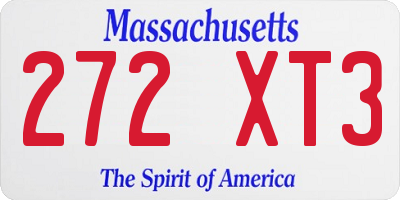 MA license plate 272XT3