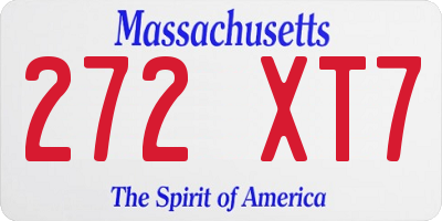 MA license plate 272XT7