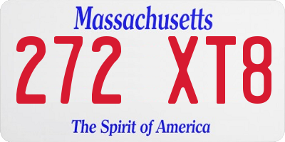 MA license plate 272XT8