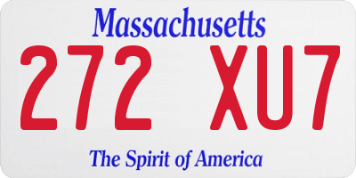 MA license plate 272XU7