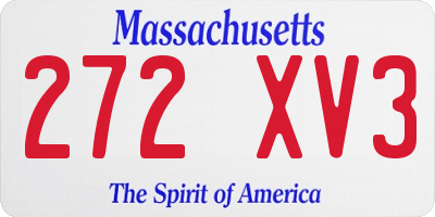 MA license plate 272XV3