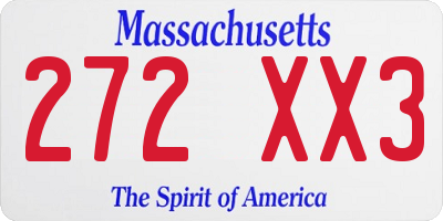 MA license plate 272XX3