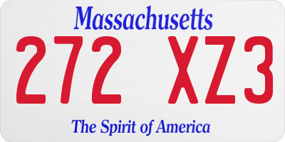 MA license plate 272XZ3