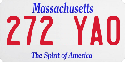 MA license plate 272YA0