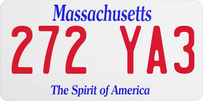 MA license plate 272YA3