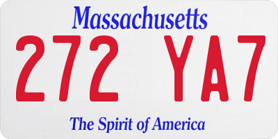 MA license plate 272YA7