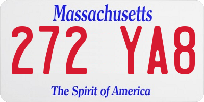 MA license plate 272YA8