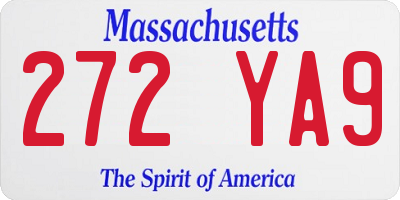 MA license plate 272YA9