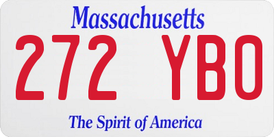 MA license plate 272YB0