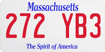 MA license plate 272YB3