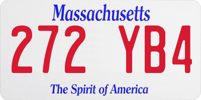 MA license plate 272YB4