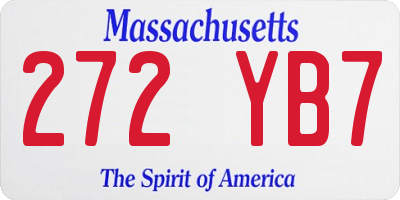 MA license plate 272YB7
