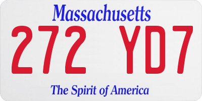 MA license plate 272YD7