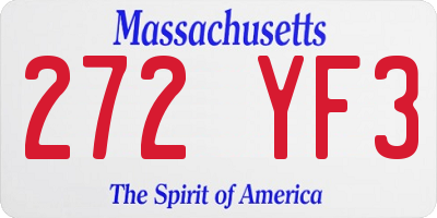 MA license plate 272YF3