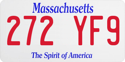 MA license plate 272YF9