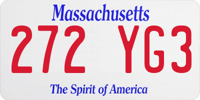 MA license plate 272YG3